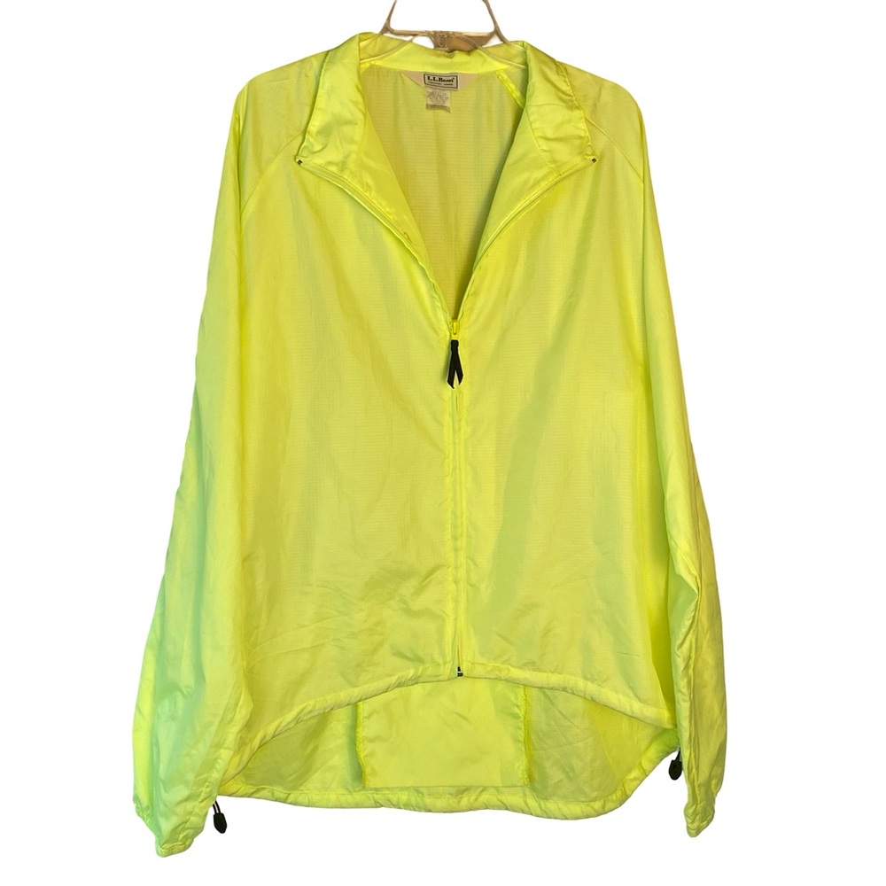 L.L. Bean XL unisex reflective yellow nylon windbreaker jacket